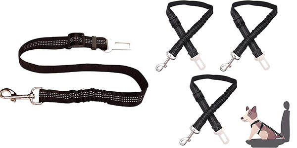 Pack 3x Cinturón de seguridad flexible de coche para perros