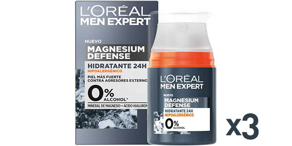 Pack 3x Crema facial L'Oréal Men Expert Magnesium Defense de 50 ml