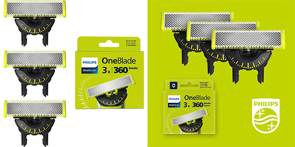 Pack x3 Cuchillas Philips OneBlade 360 para hombre