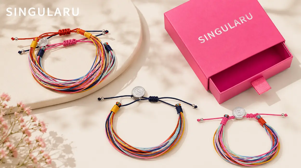 Pack de 3 pulseras Sigularu Rainbow de acero y cordón para mujer