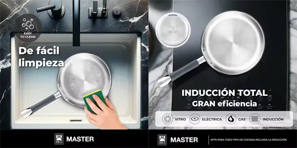 Pack de 3 sartenes BRA Master de acero inoxidable