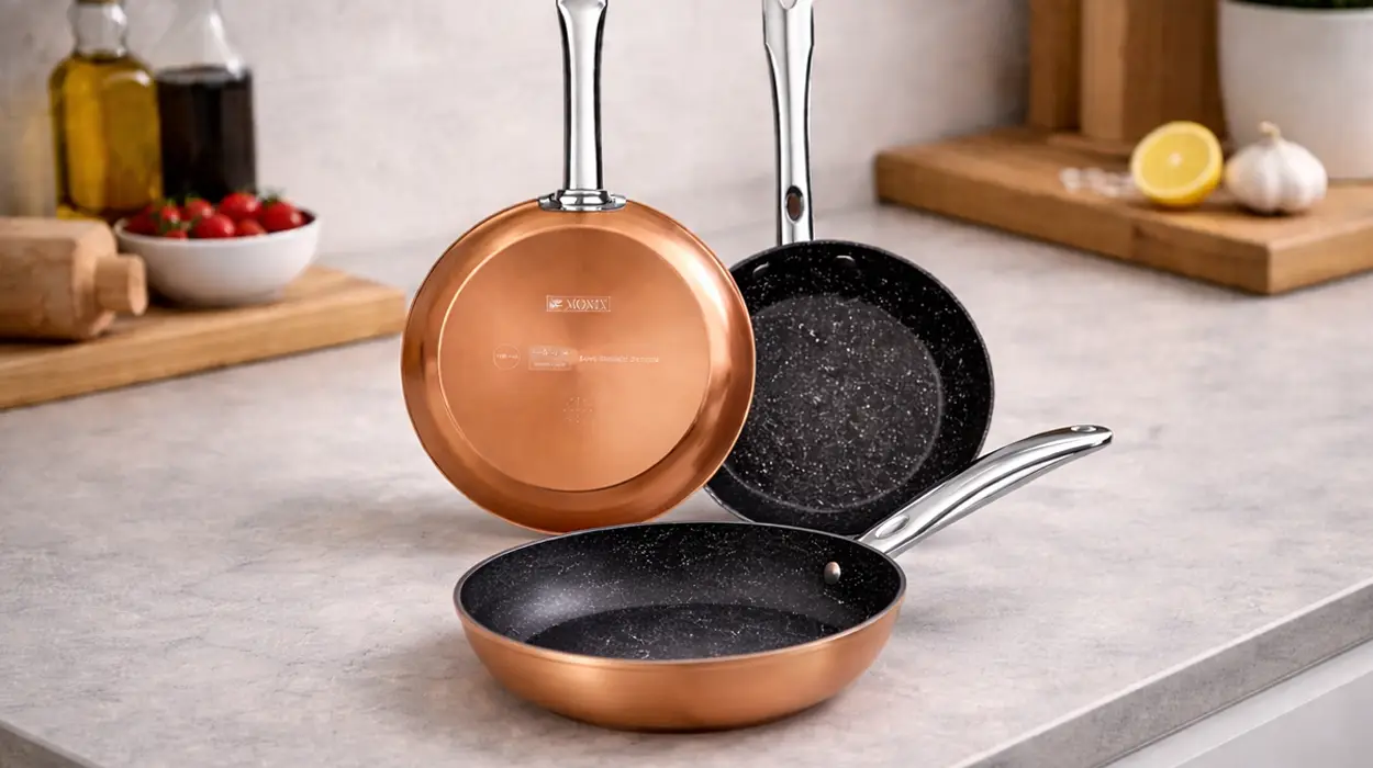 3 Sartenes Monix Copper en aluminio forjado