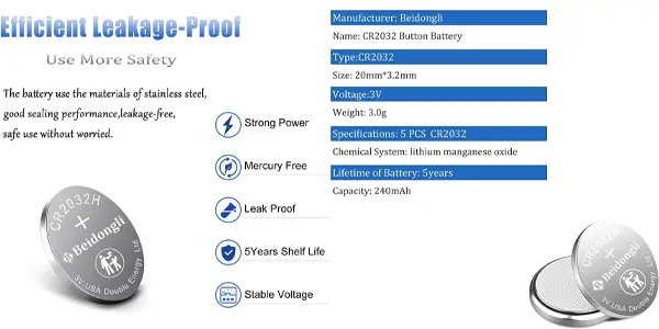 Pack de 30 pilas de botón Beidongli CR2032 3V Litio
