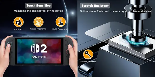 Pack 3x cristal templado Lemxiee para Nintendo Switch 2