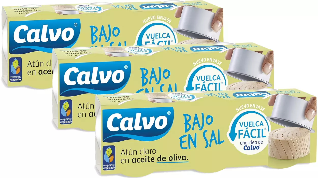 Chollo Pack de atún claro en aceite de oliva Calvo Bajo en Sal