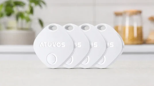 Pack de 4 localizadores ATUVOS Air Tag en blanco, compatibles solo con iOS y con batería reemplazable