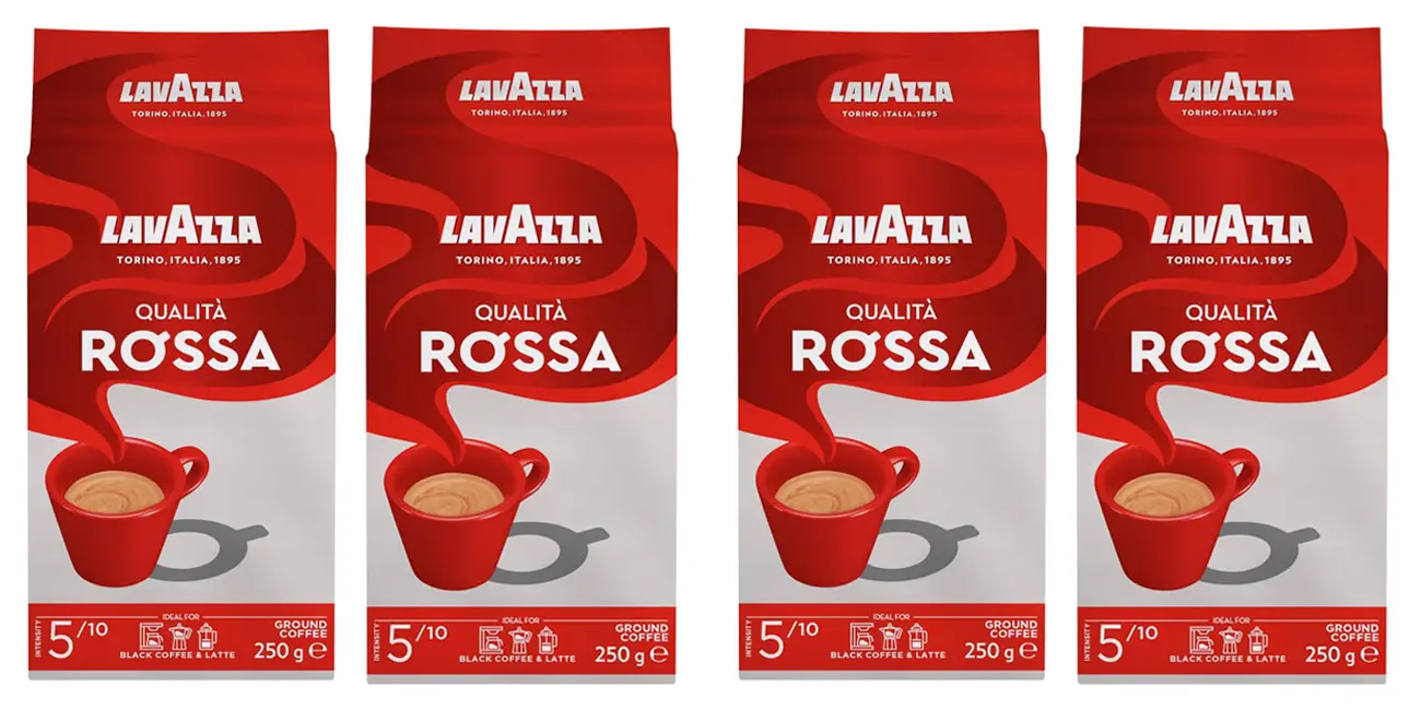 Pack 4x Café molido Lavazza Rossa de 250 gramos