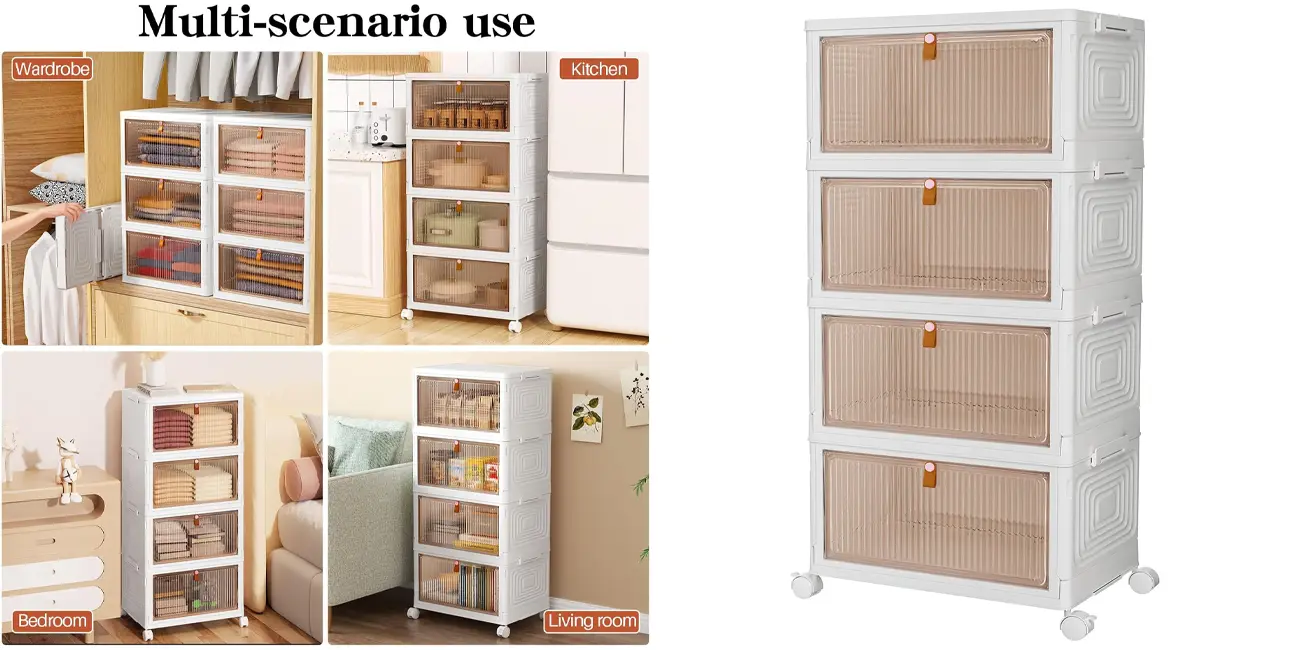 Pack 4x caja de almacenamiento apilable