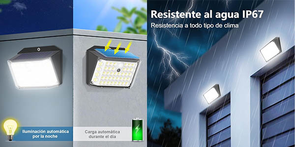 Pack x4 Apliques solares impermeables para exterior SIGRILL