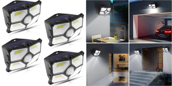 Pack x4 Lámparas LED solares LEDYA con sensor de movimiento