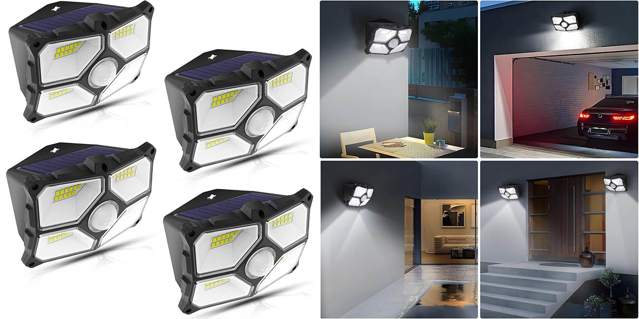 Pack x4 Lámparas LED solares LEDYA con sensor de movimiento