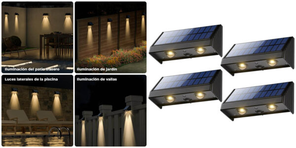 Pack 4x luz LED solar OUSFOT para exterior