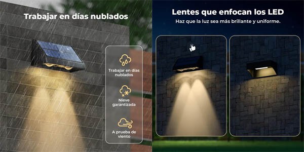 Pack 4x luz LED solar OUSFOT para exterior