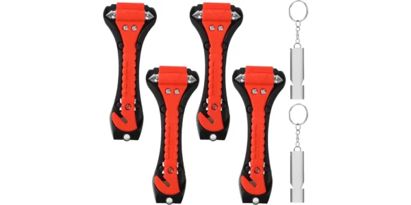 Pack x4 Martillos de emergencia rompecristales y cinturones Nuangoo