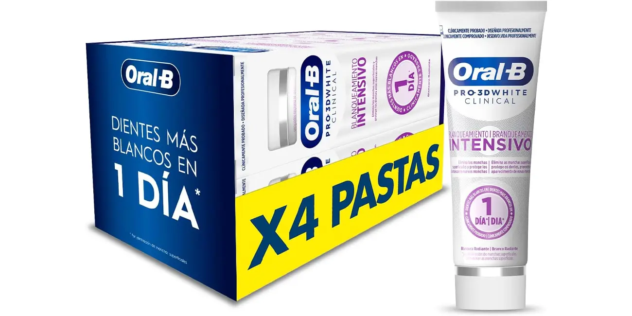 Pack 4x pasta de dientes Oral-B Pro 3D White Clinical