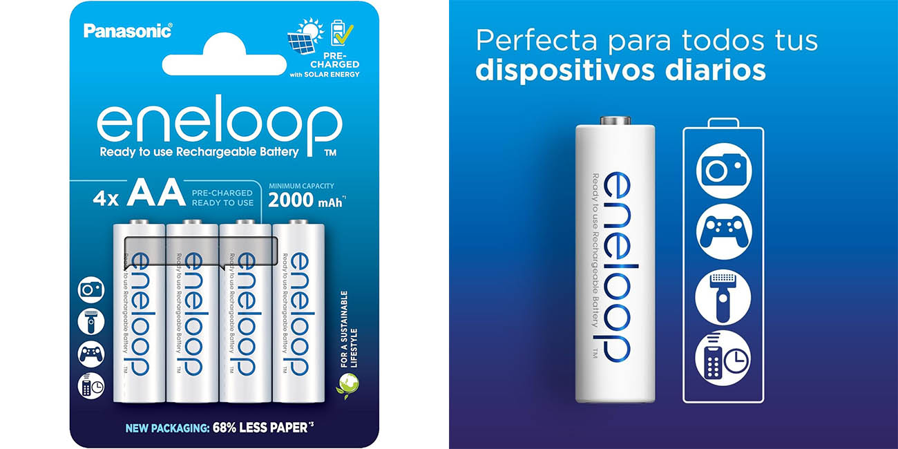 Pack 4 pilas recargables Panasonic Eneloop AA