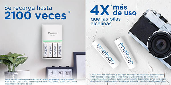 Pack 4 pilas recargables Panasonic Eneloop AA