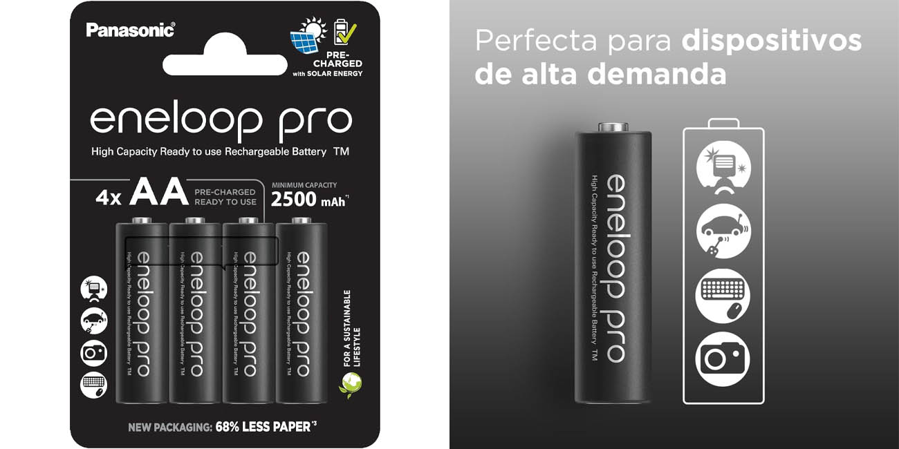 Pack 4x Pilas Eneloop Pro AA de 2.500 mAh