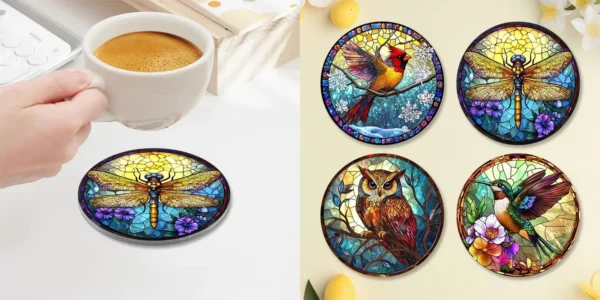 Posavasos redondos estilo vitral