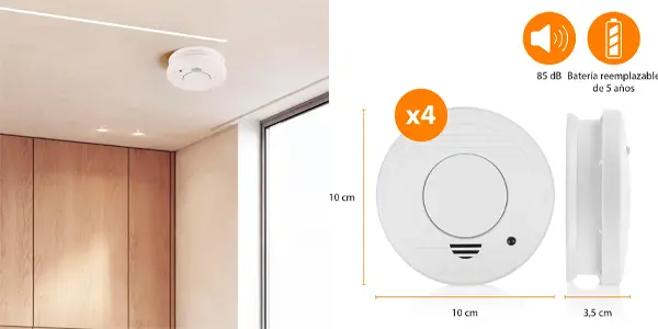 Pack 4x Detector de humo Smartwares RM250