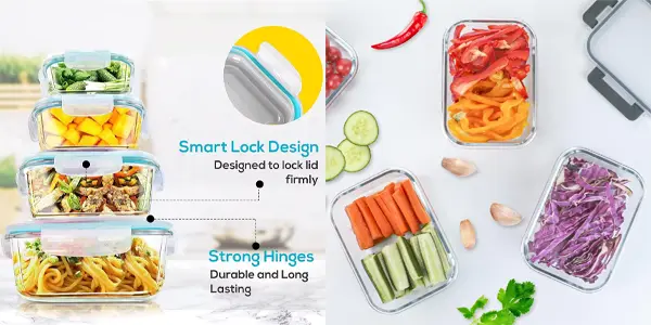 Juego de 4 fiambreras de cristal MAXHOME