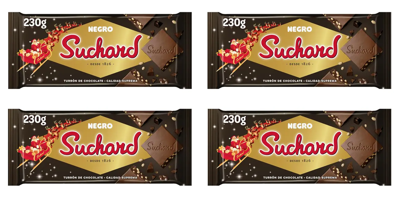 Pack 4x Tableta de turrón de chocolate negro Suchard