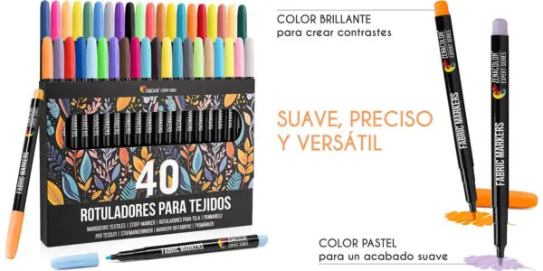 Pack 40 rotuladores para tela permanentes Zenacolor