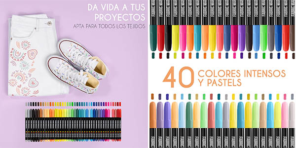 Pack 40 rotuladores para tela permanentes Zenacolor