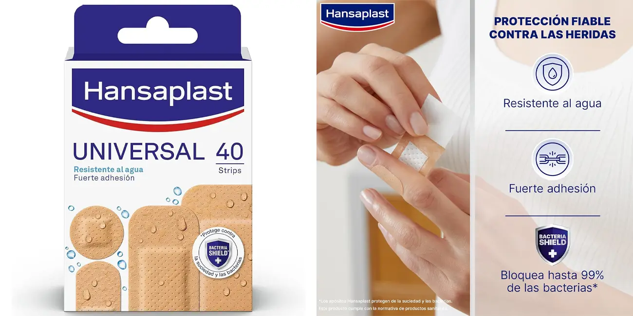 Pack de 40 apósitos Hansaplast Universal en varios tamaños