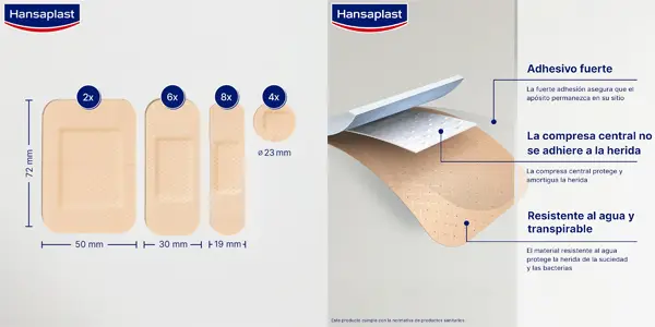 Pack de 40 apósitos Hansaplast Universal en varios tamaños
