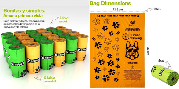 Pack de 405 bolsas EdiPets para recoger excrementos de perro