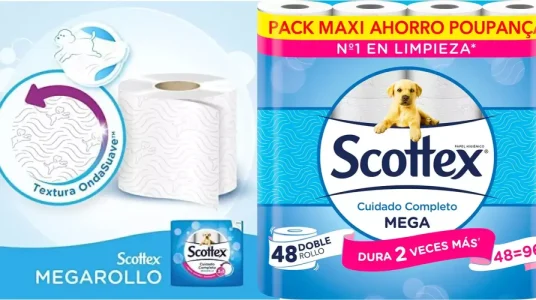Pack x48 Rollos papel higiénico Scottex Megarollo barato en Amazon