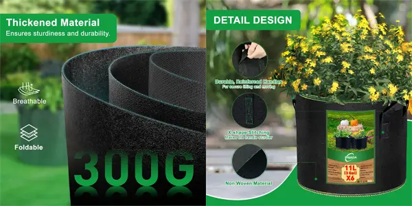 Pack 5x bolsa de cultivo PIGADA de 12l