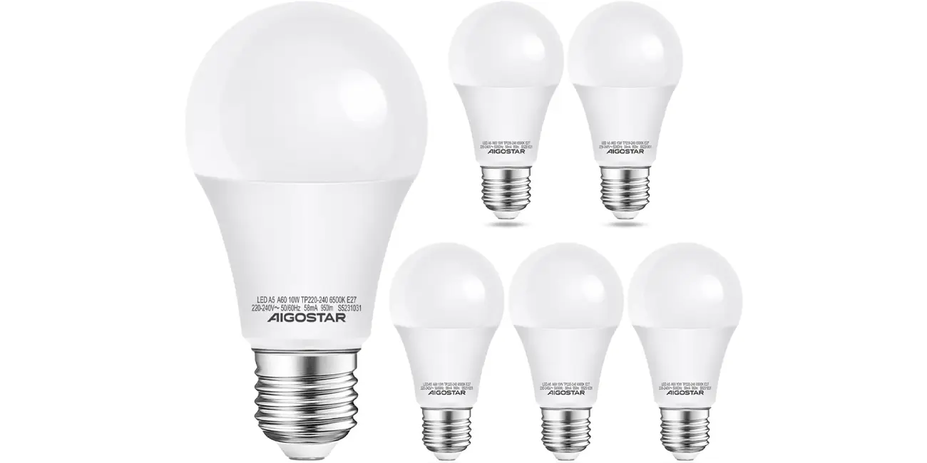 Pack 5x bombilla LED Aigostar E27 de 10W