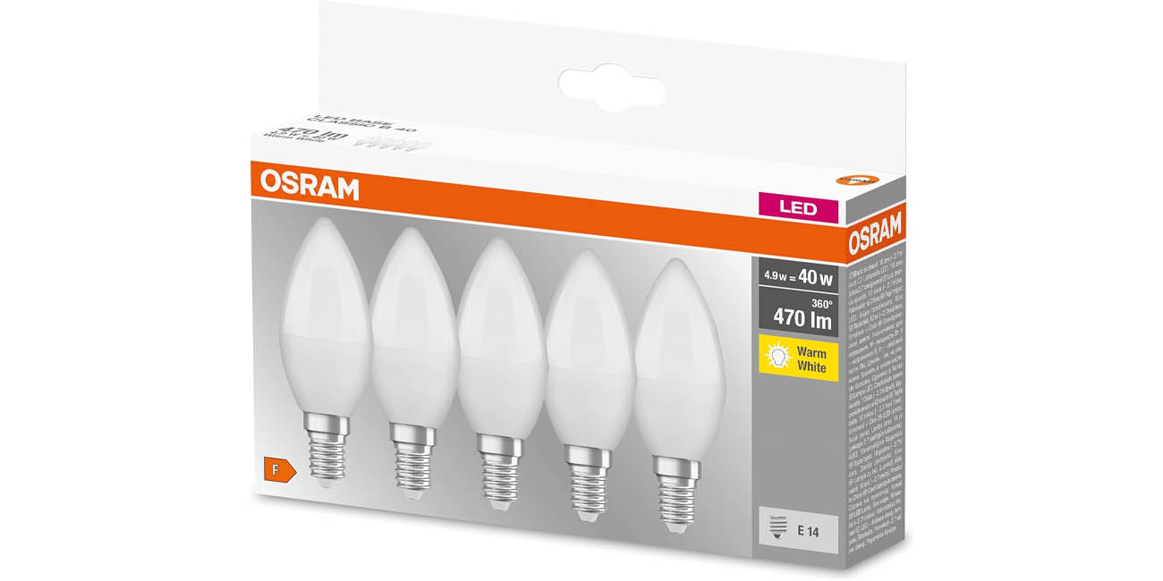 Pack x5 Bombillas LED vela Osram E14