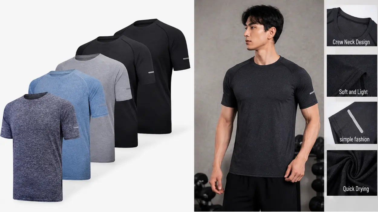 Pack de 5 camisetas deportivas Fovdtaa transpirables para hombre