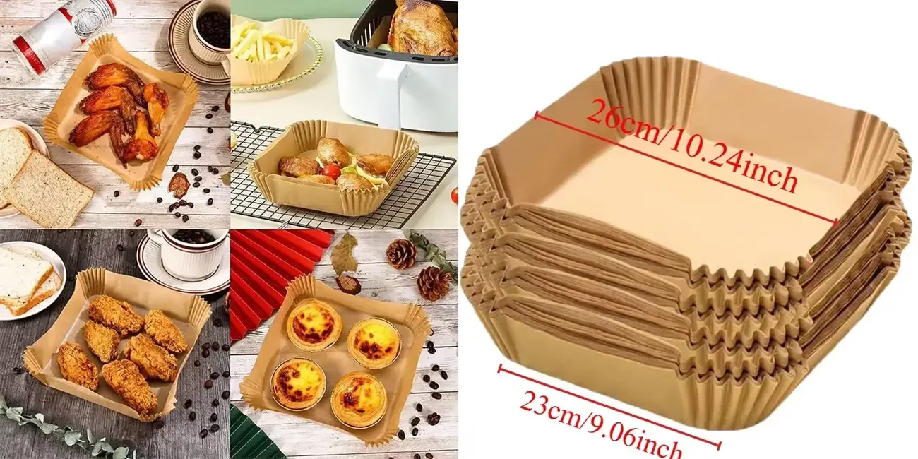 Pack de 50 bandejas de papel de 23 cm para freidora de aire