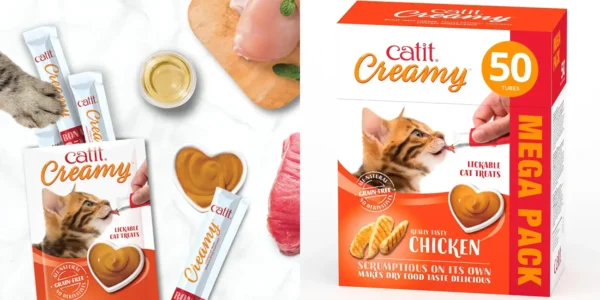 Pack 50x tubo de comida húmeda para gatos Catit Creamy Pollo