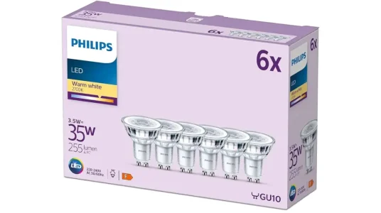 Pack x6 focos LED Philips GU10 de 35w