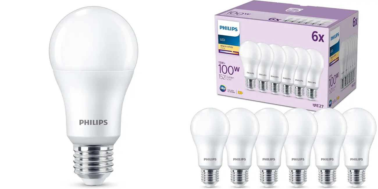 Pack de 6 bombillas LED Philips E27