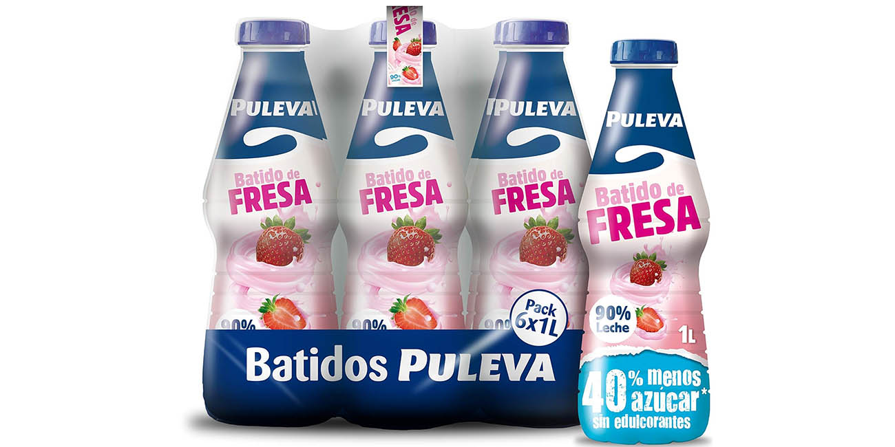 Pack 6x Batido de fresa Puleva de 1 litro