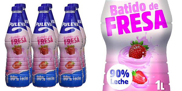 Pack 6x Batido de fresa Puleva de 1 litro