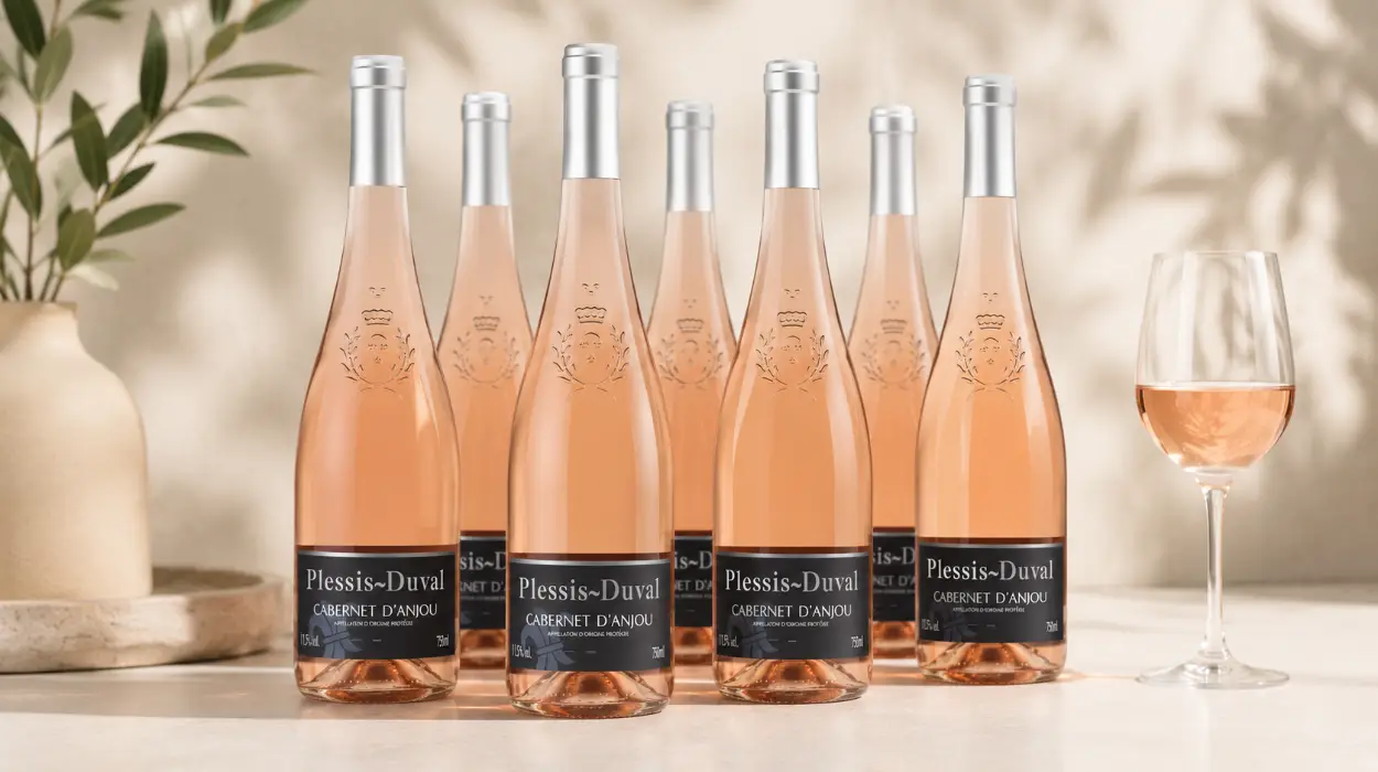 Disfruta del vino rosado Plessis Duval DOP Cabernet d'Anjou en un pack de 6 botellas de 75 cl