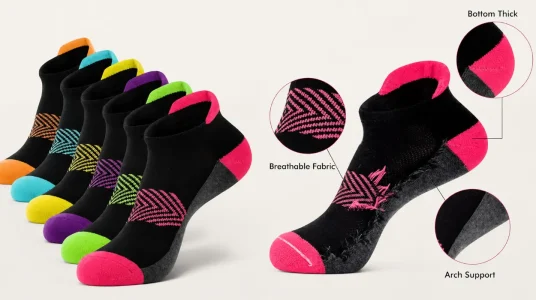 Pack de 6 calcetines deportivos antideslizantes YSense Snug para mujer, transpirables y cortos