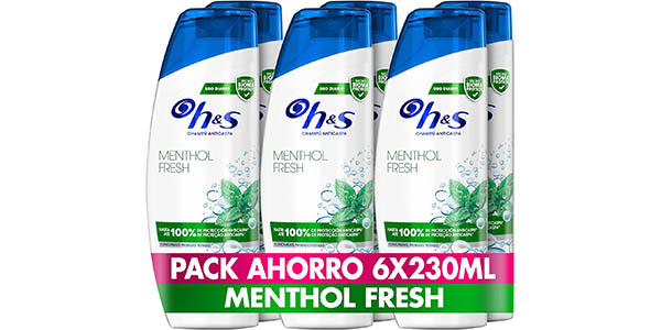 Pack x6 Champú anticaspa H&S Menthol Fresh