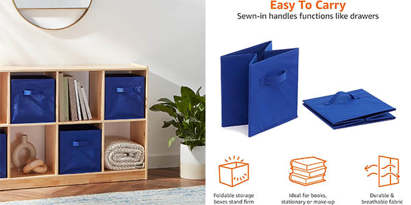 Pack de 6 Cubos de almacenamiento plegables Amazon Basics