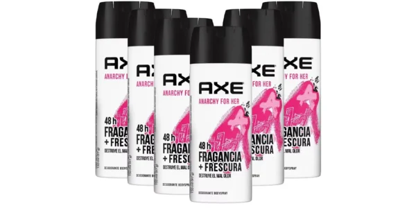 Pack 6x desodorante spray AXE ANARCHY FOR HER