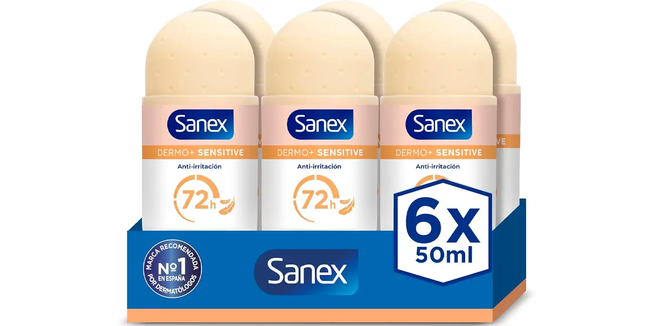 Pack x6 Desodorantes roll-on Sanex Dermo+ Sensitive