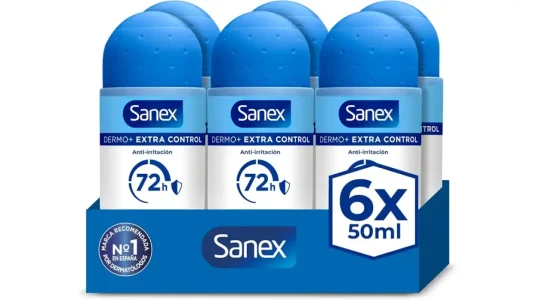 Pack 6x desodorante roll-on Sanex Dermo+ Extra Control de 50 ml