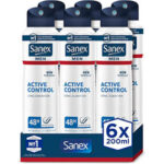 Pack 6x desodorante Sanex Men Active Control de 200 ml en spray